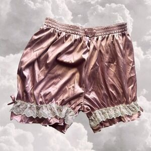 Japanese Lolita Kawaii Pink Satin Bloomers With White Lace detail